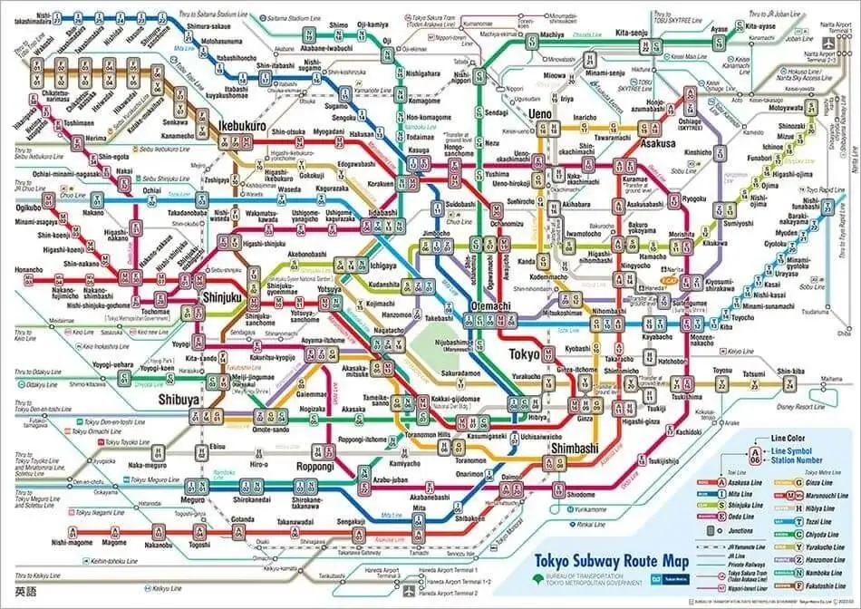 Mapa do sistema de transporte ferroviário subterrâneo na capital do Japão | Viva o Mundo